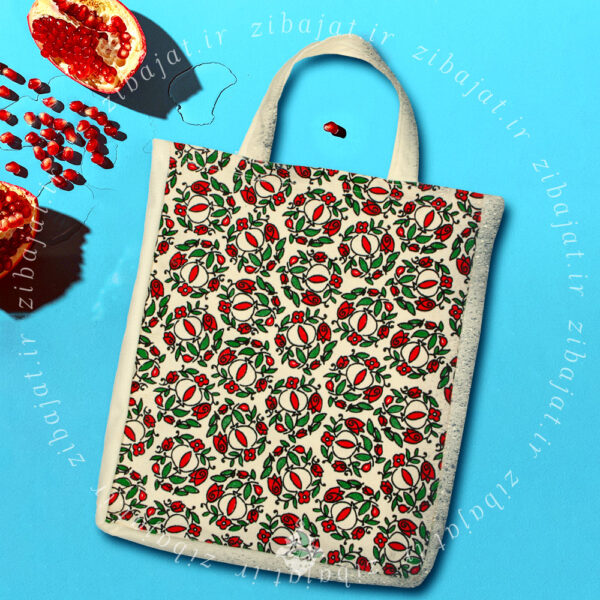 کیسه خرید پارچه ای متقال طرح گل انار مدل 8710